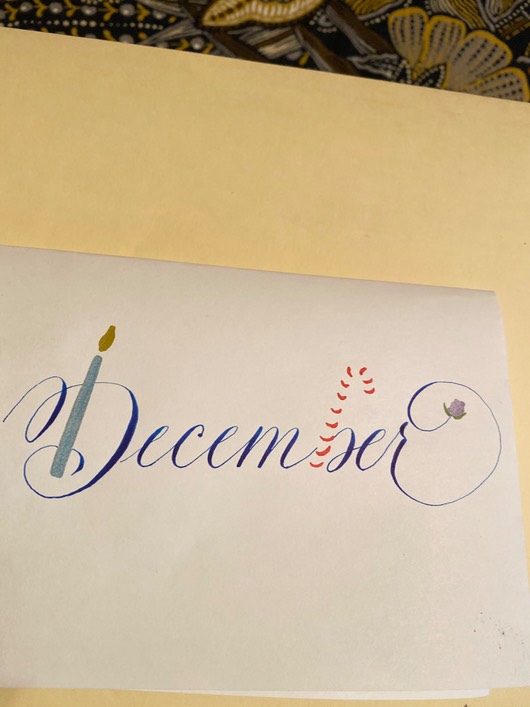 Month December by hand color ink