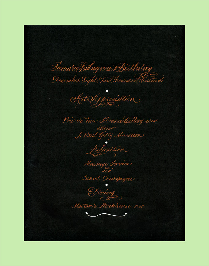 Examples of Calligraphy for Celebrations with color background and color inks
