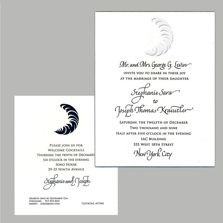 Examples of Calligraphy for Invitations and announcements with color background and color inks
