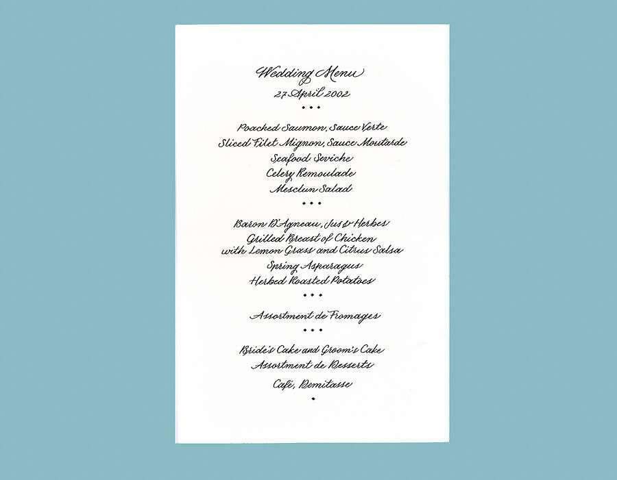 Examples of creating Menus using Calligraphy with color background and color inks